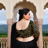 Gold On Black Sequin Blouse