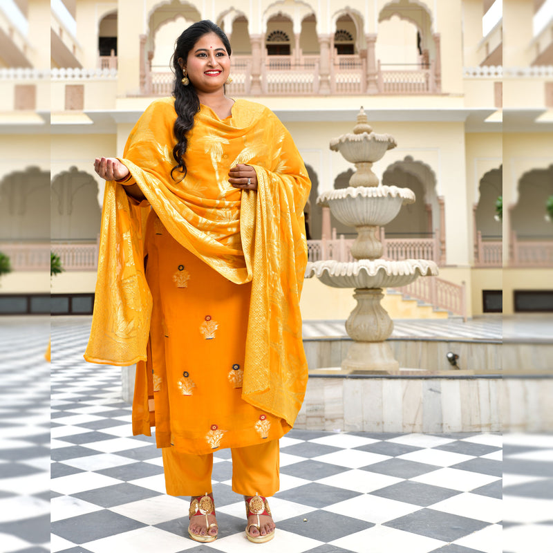 Gold Drop Banarasi Pure Georgette Suit Set