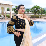 Golden Dreams in Midnight Banarasi Blouse