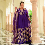 Grape Purple Banarasi Anarkali Dress