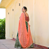 Dark Green & Raspberry Royal Sequin embroidered Lehenga set