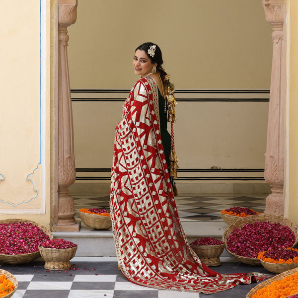 Sage Sparkle Tikadi Work Pure Georgette Sharara Set