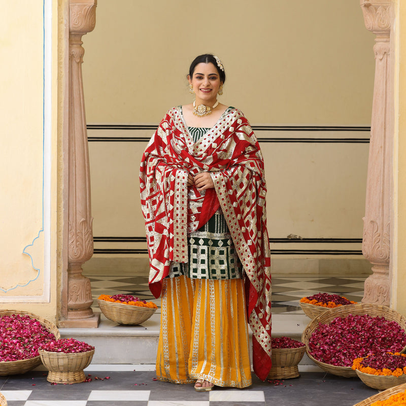 Sage Sparkle Tikadi Work Pure Georgette Sharara Set