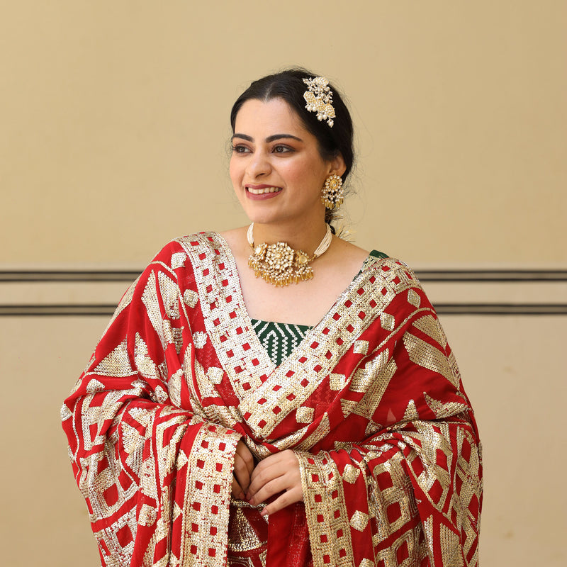 Sage Sparkle Tikadi Work Pure Georgette Sharara Set