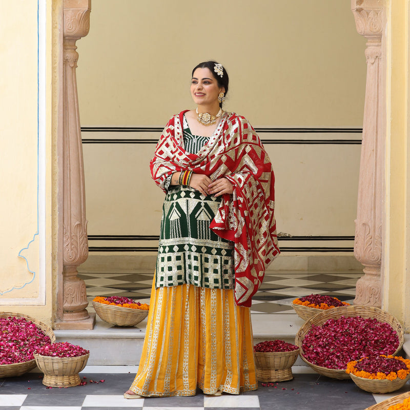 Sage Sparkle Tikadi Work Pure Georgette Sharara Set
