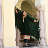 Palm Green Bandhani Velvet Kurta