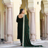 Palm Green Bandhani Velvet Kurta