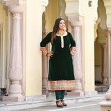 Palm Green Bandhani Velvet Kurta