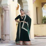 Palm Green Bandhani Velvet Lehenga set