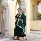 Palm Green Bandhani Velvet Lehenga set
