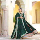Palm Green Bandhani Velvet Lehenga set