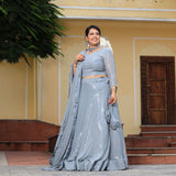 Mystical Grey Sequin Embroidered Lehenga Set