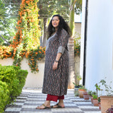 Antique Iron & Maroon Handblock Printed Modal Kurta