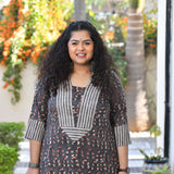 Antique Iron & Maroon Handblock Printed Modal Kurta