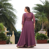 Heather Purple Sequin Embroidered Cape Set