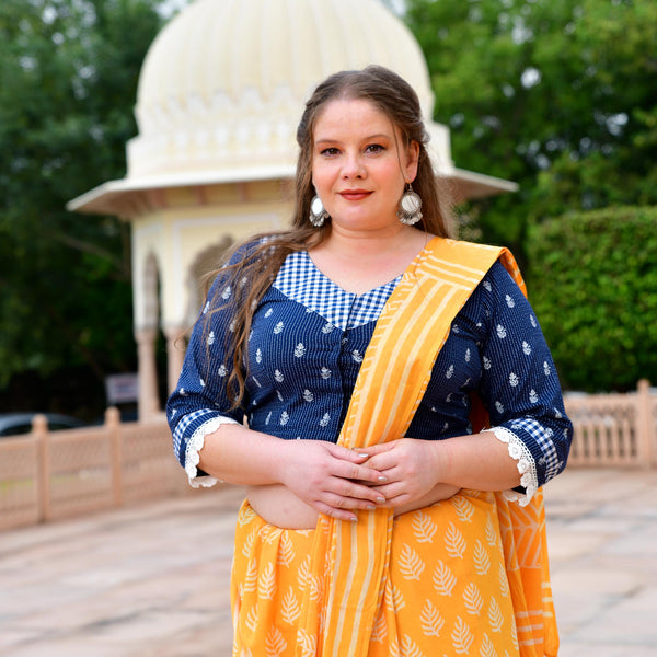 Indigo Katha Embroidered Blouse