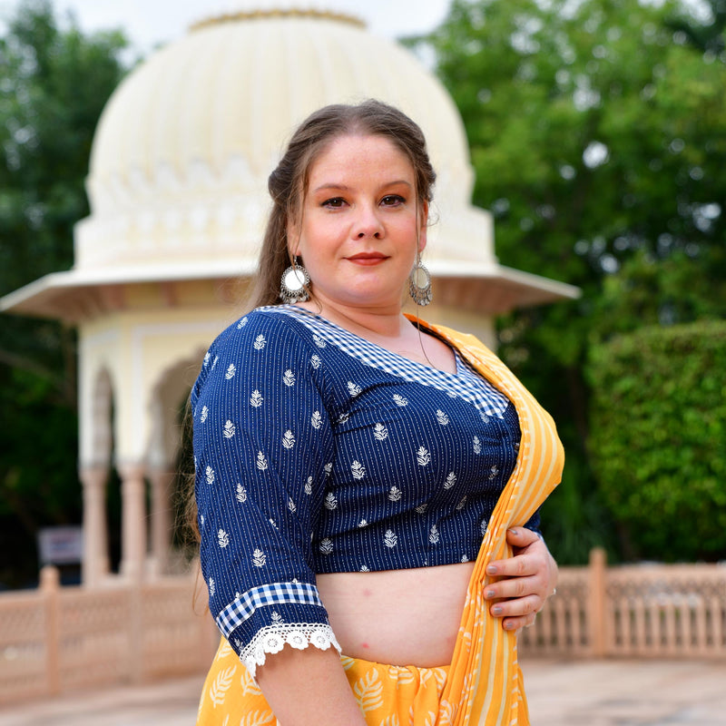 Indigo Katha Embroidered Blouse