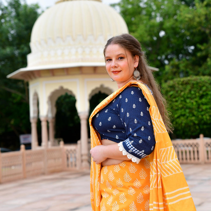Indigo Katha Embroidered Blouse