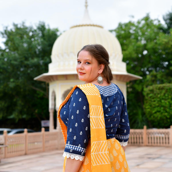 Indigo Katha Embroidered Blouse