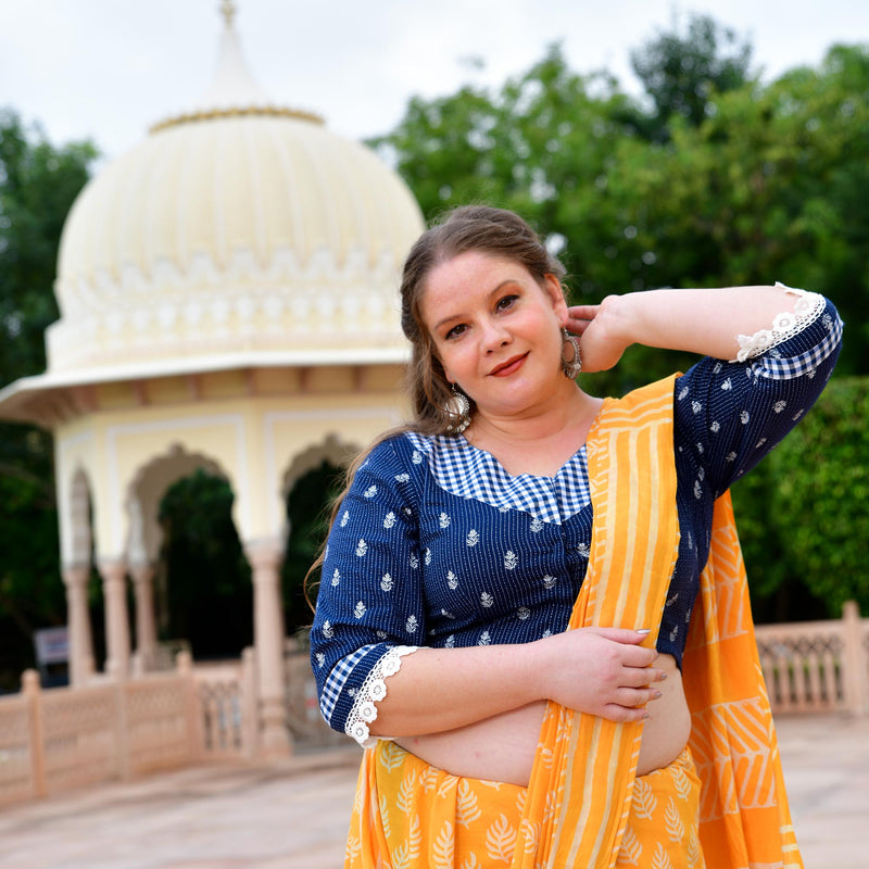 Indigo Katha Embroidered Blouse
