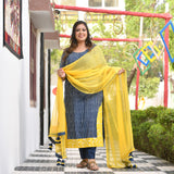 Indigo & Lemon Cotton Kurta