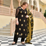 Jade Black Banarasi Pure Georgette Kurta