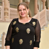Jade Black Banarasi Pure Georgette Kurta