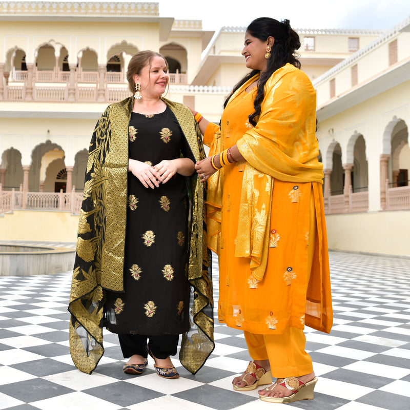 Jade Black Banarasi Pure Georgette Kurta