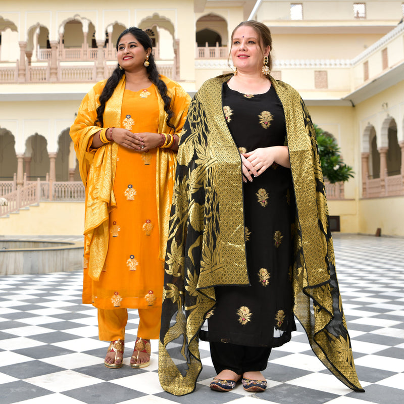 Jade Black Banarasi Pure Georgette Kurta
