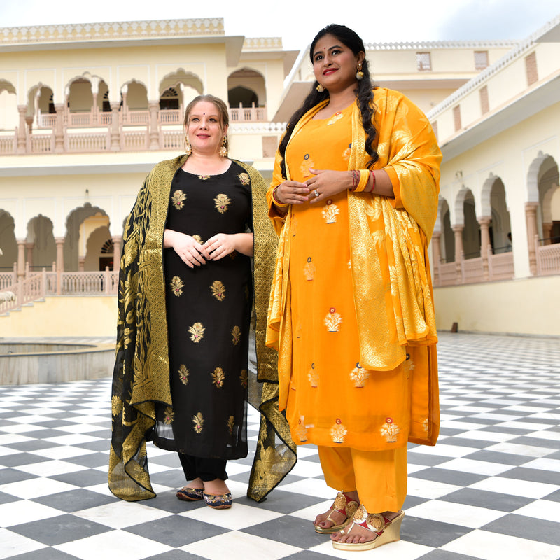 Jade Black Banarasi Pure Georgette Kurta