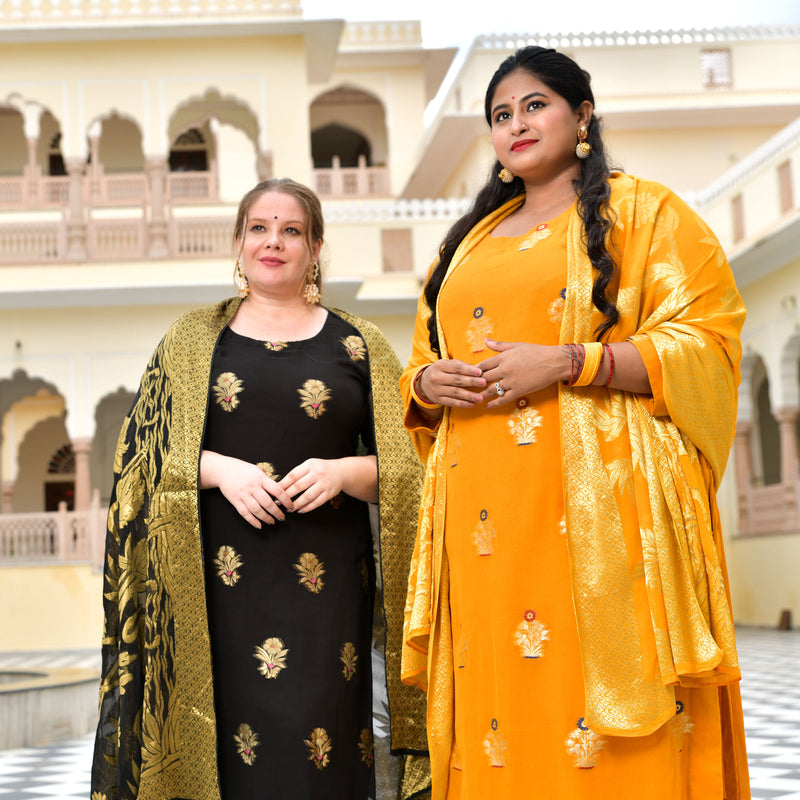 Jade Black Banarasi Pure Georgette Kurta