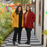 Woollen Sheen Gold Knitted Cape with Belt