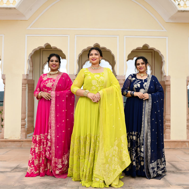 Blue Zodiac Banarasi Anarkali Dress