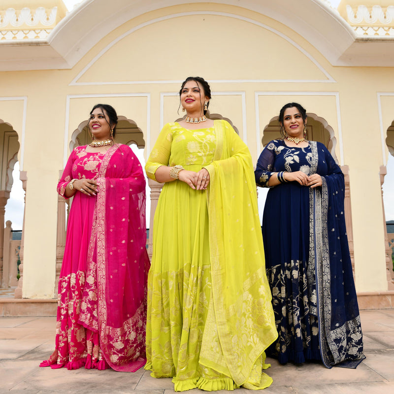 Blue Zodiac Banarasi Anarkali Dress