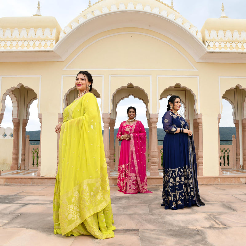 Blue Zodiac Banarasi Anarkali Dress