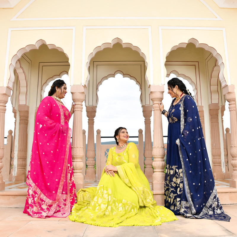Blue Zodiac Banarasi Anarkali Dress