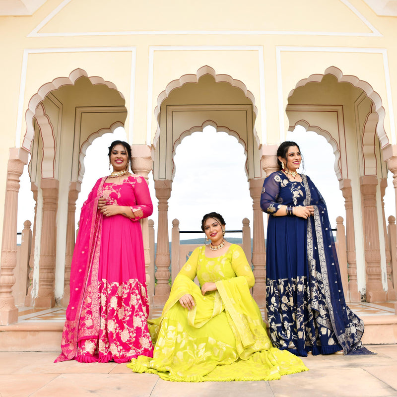 Blue Zodiac Banarasi Anarkali Dress