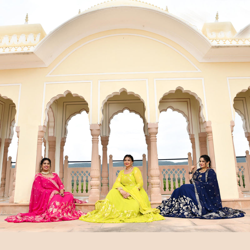 Blue Zodiac Banarasi Anarkali Dress