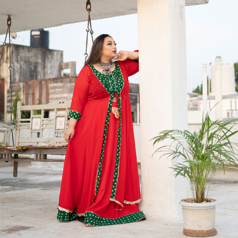 Laal Ishq Bandhani Cape Set