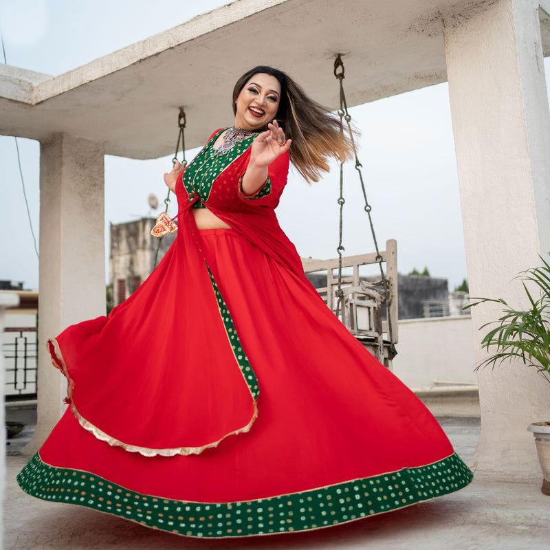 Laal Ishq Bandhani Cape Set