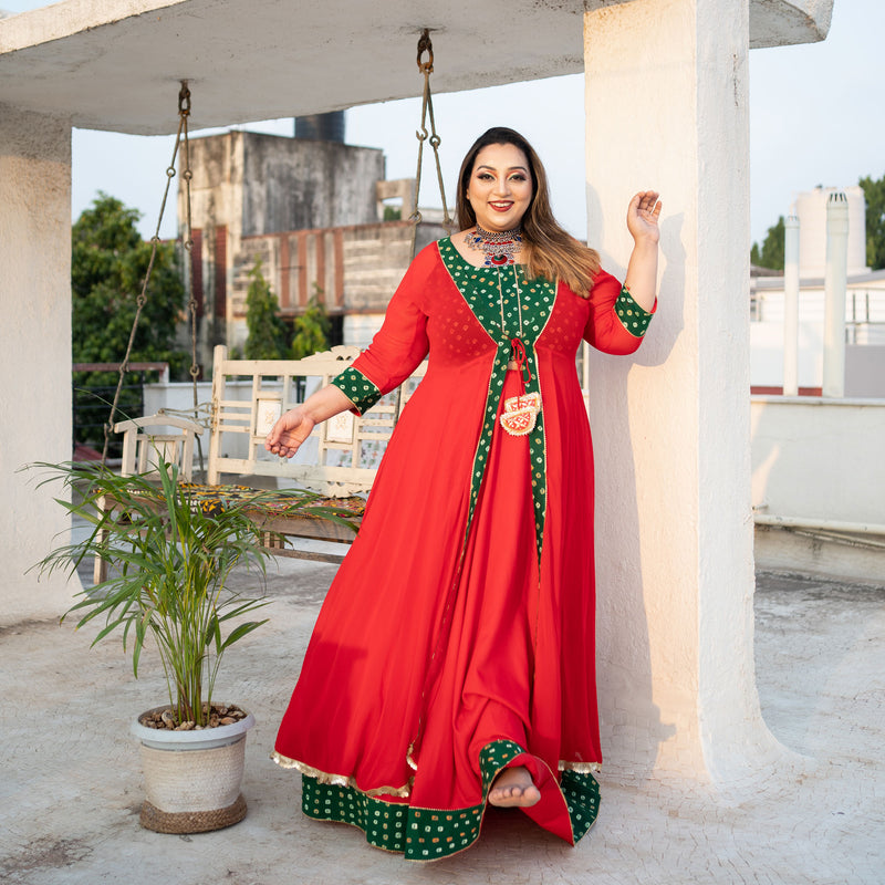 Laal Ishq Bandhani Cape Set