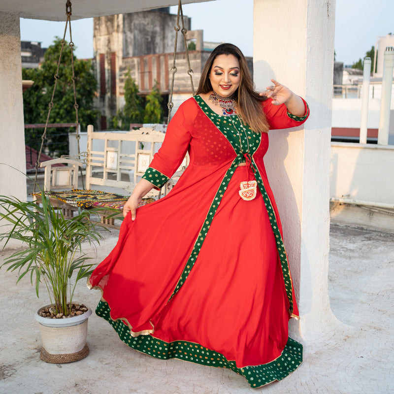 Laal Ishq Bandhani Cape Set