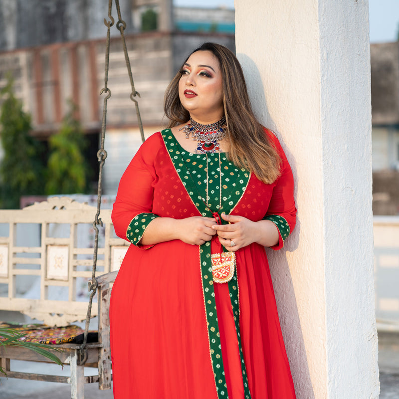 Laal Ishq Bandhani Cape Set