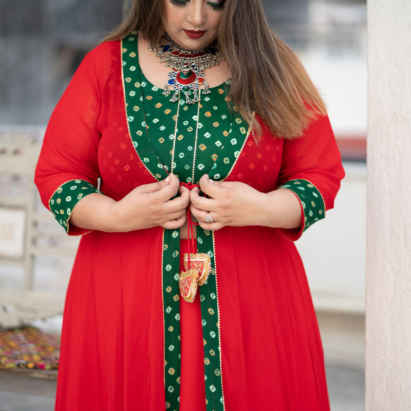 Laal Ishq Bandhani Cape Set