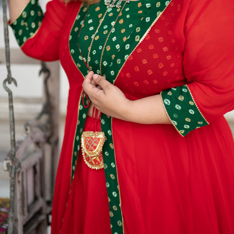 Laal Ishq Bandhani Cape Set