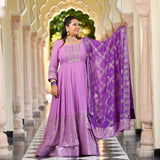 Wink Purple & Lavender Sequin Embroidered Anarkali Dress