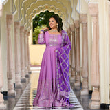 Wink Purple & Lavender Sequin Embroidered Anarkali Dress