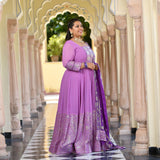 Wink Purple & Lavender Sequin Embroidered Anarkali Dress
