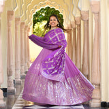 Wink Purple & Lavender Sequin Embroidered Anarkali Dress