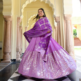 Wink Purple & Lavender Sequin Embroidered Anarkali Dress